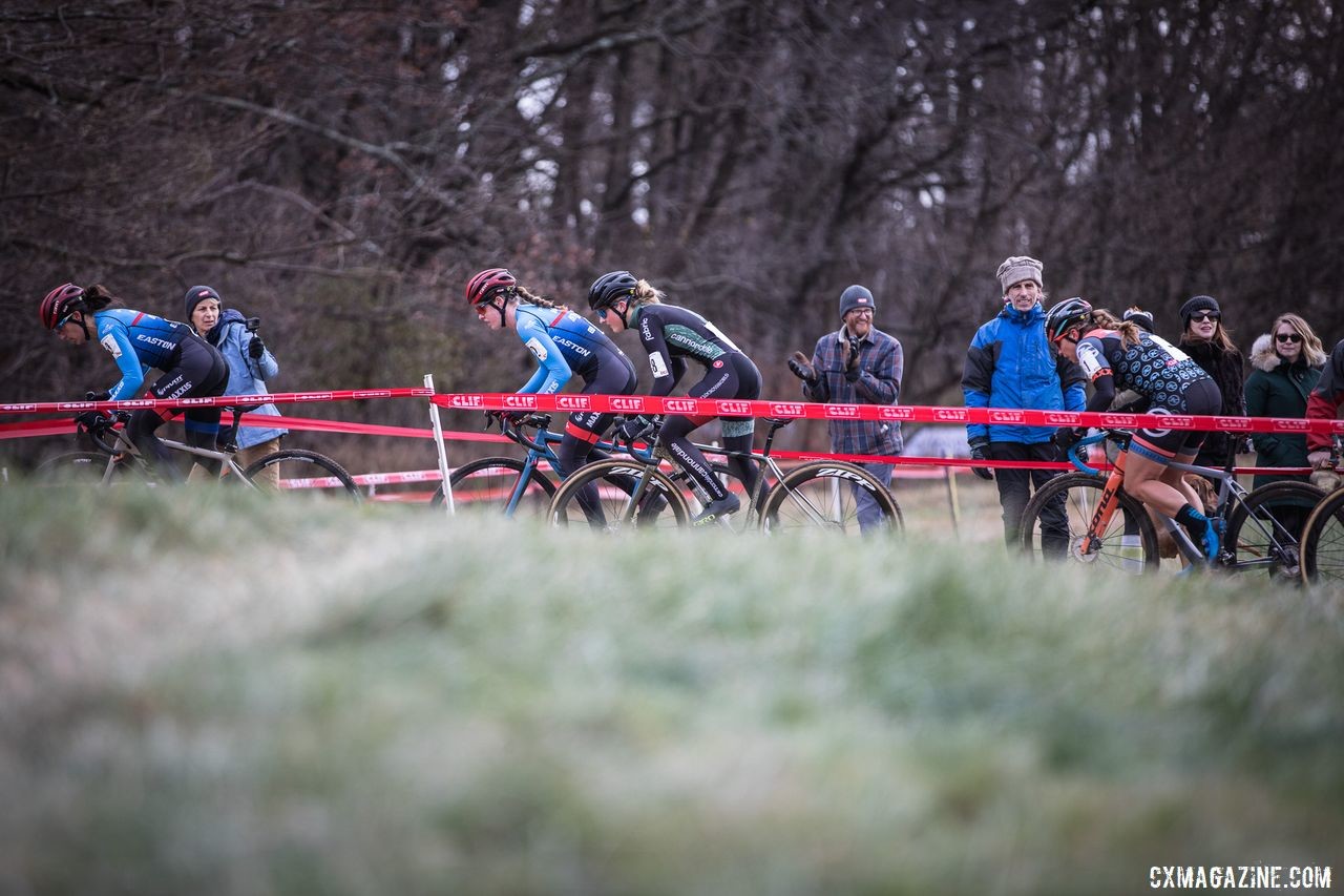 The Elite Women battle early in the race. 2019 Supercross Cup Day 2. © Angelica Dixon