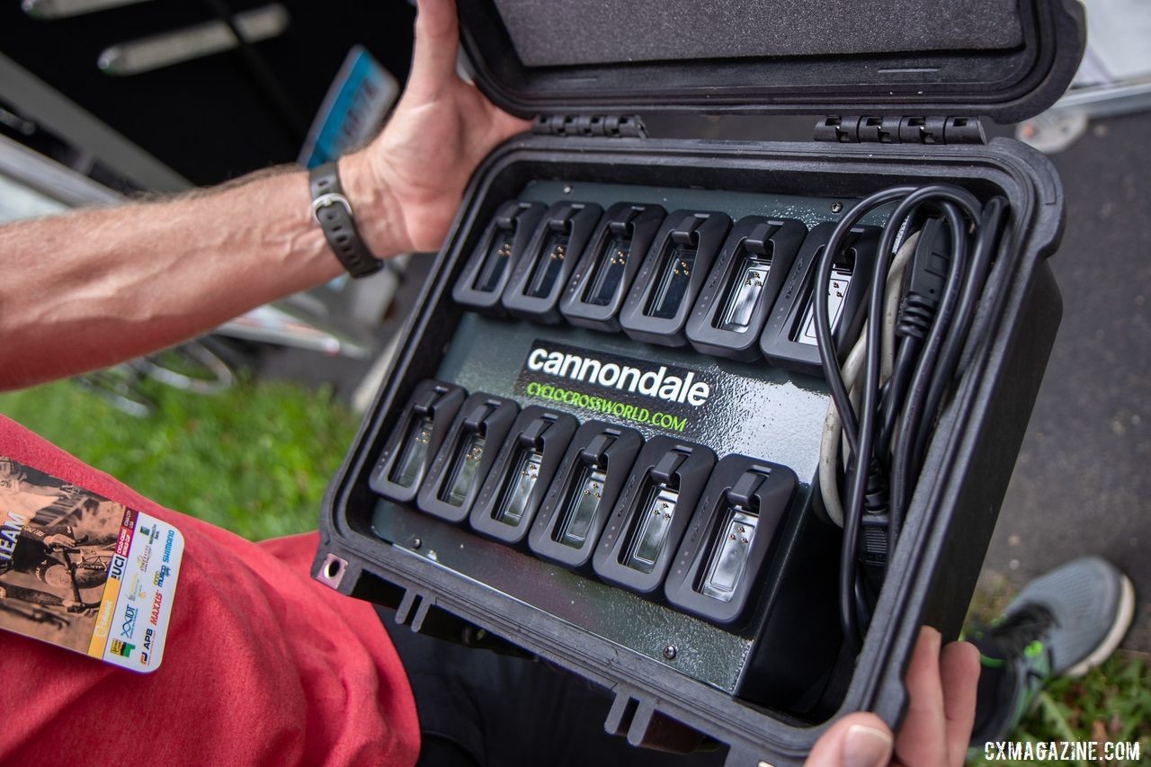 Stu Thorne's team designed a charging case for the team's batteries. © A. Yee / Cyclocross Magazine