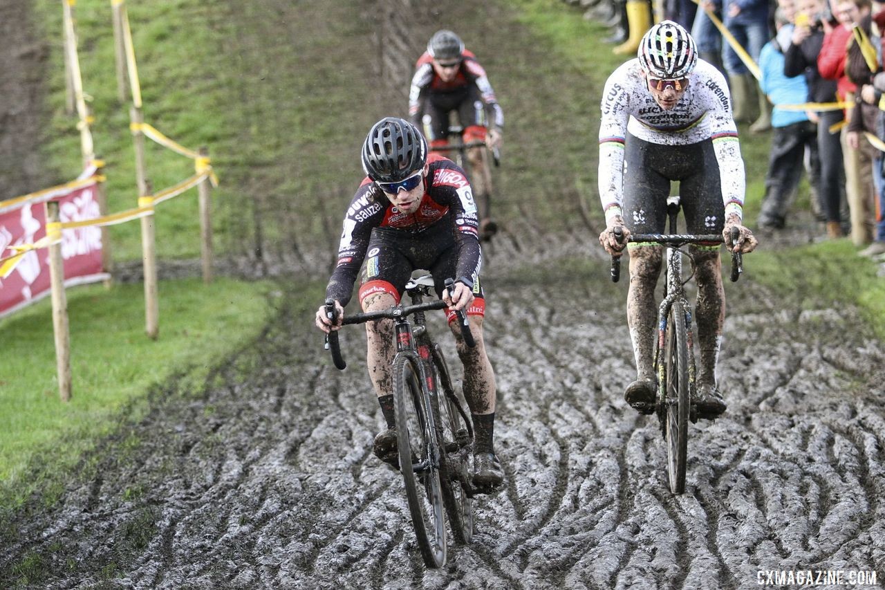 Eli Iserbyt was aggressive early in Sunday's race. 2019 Superprestige Ruddervoorde. © B. Hazen / Cyclocross Magazine