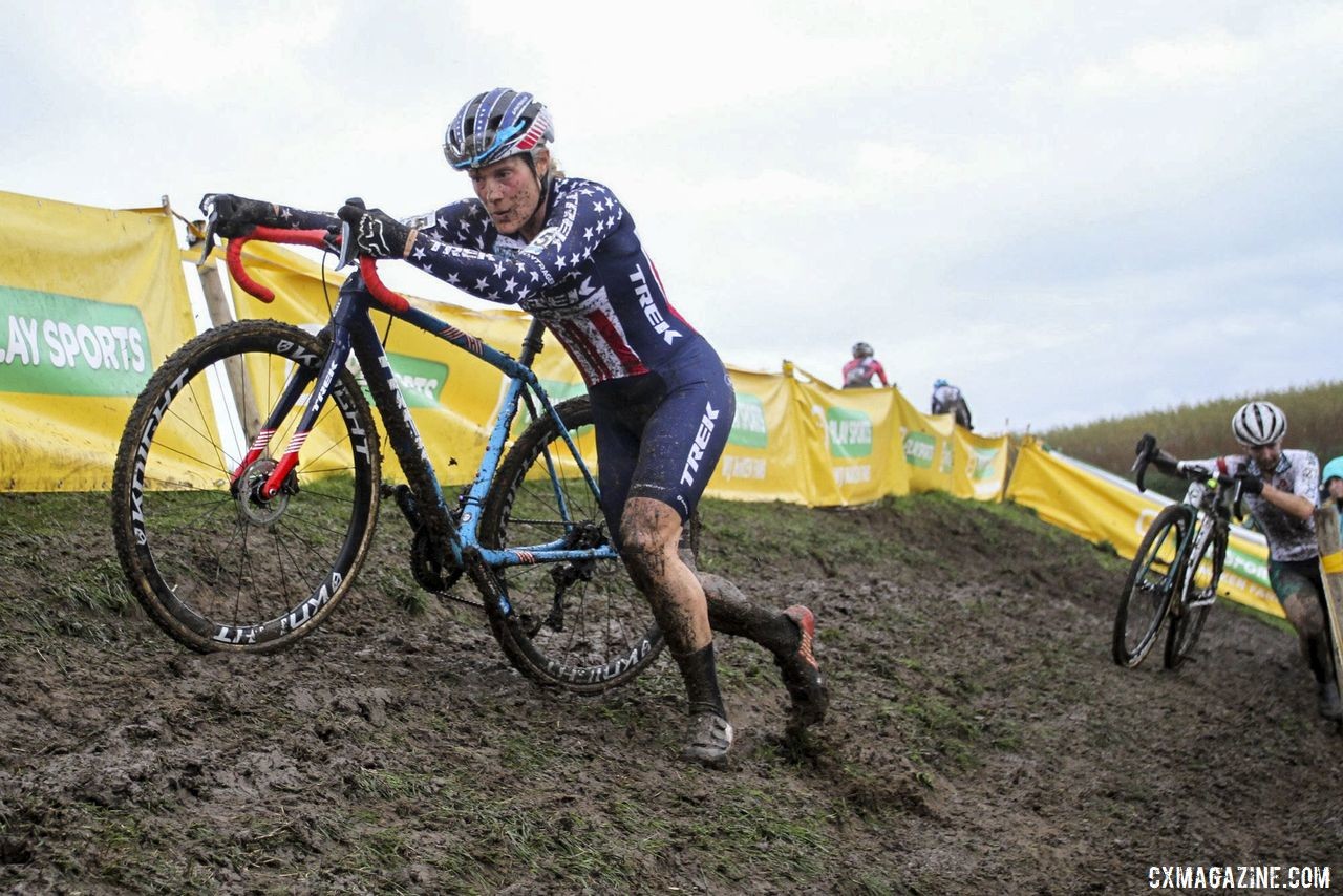 Katie Compton and Kaitie Keough had strong efforts on Sunday. 2019 Superprestige Ruddervoorde. © B. Hazen / Cyclocross Magazine