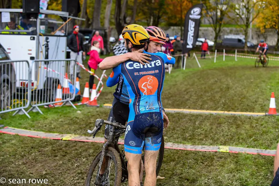 Patrick and Richard were still friends after their run-in. 2019 Munster CX League Race 3. © Sean Rowe
