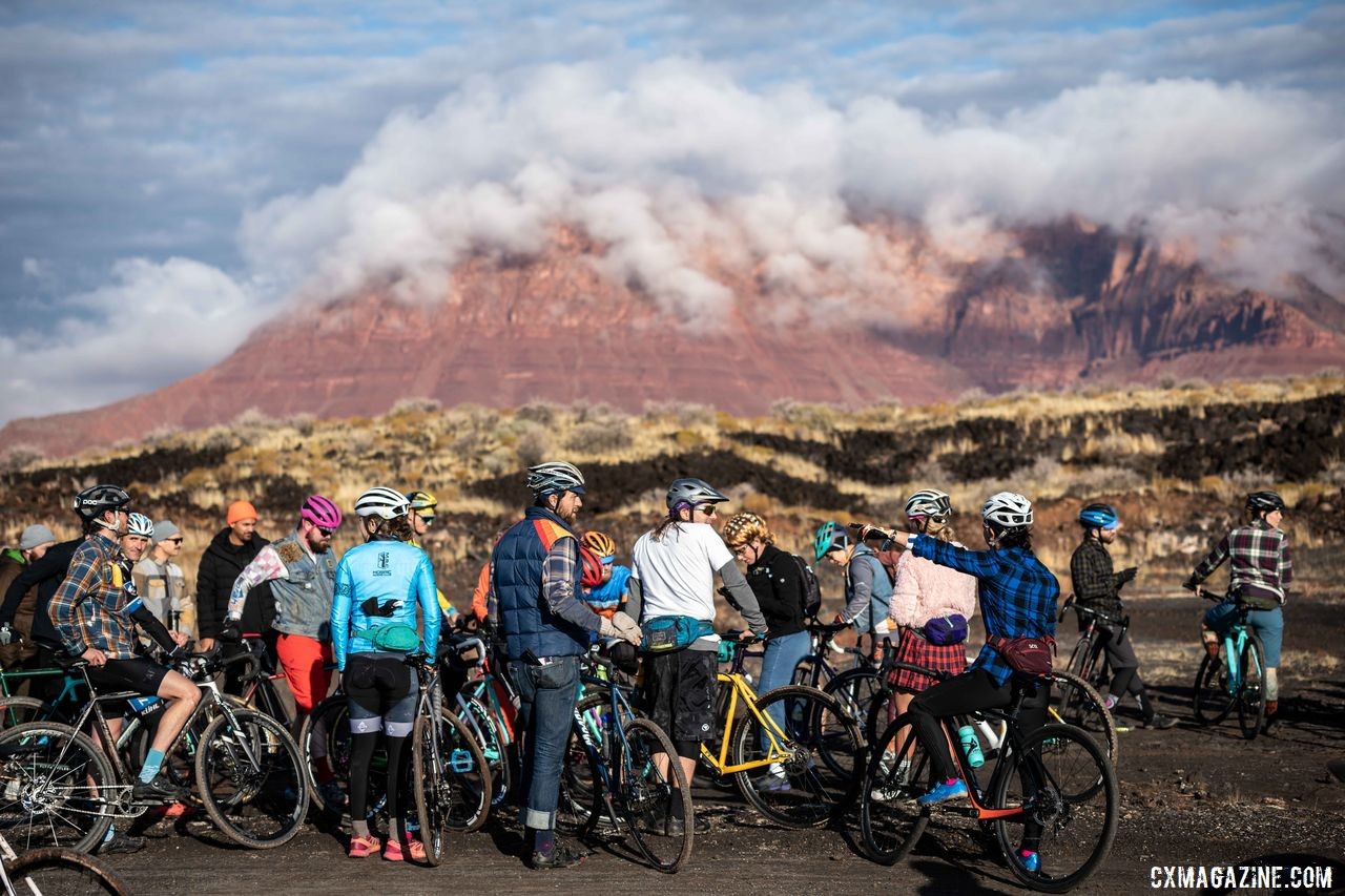 The event took place in a black lava field with incredible scenery. 2019 Singlespeed Cyclocross World Championships, Utah. © Jeff Vander Stucken