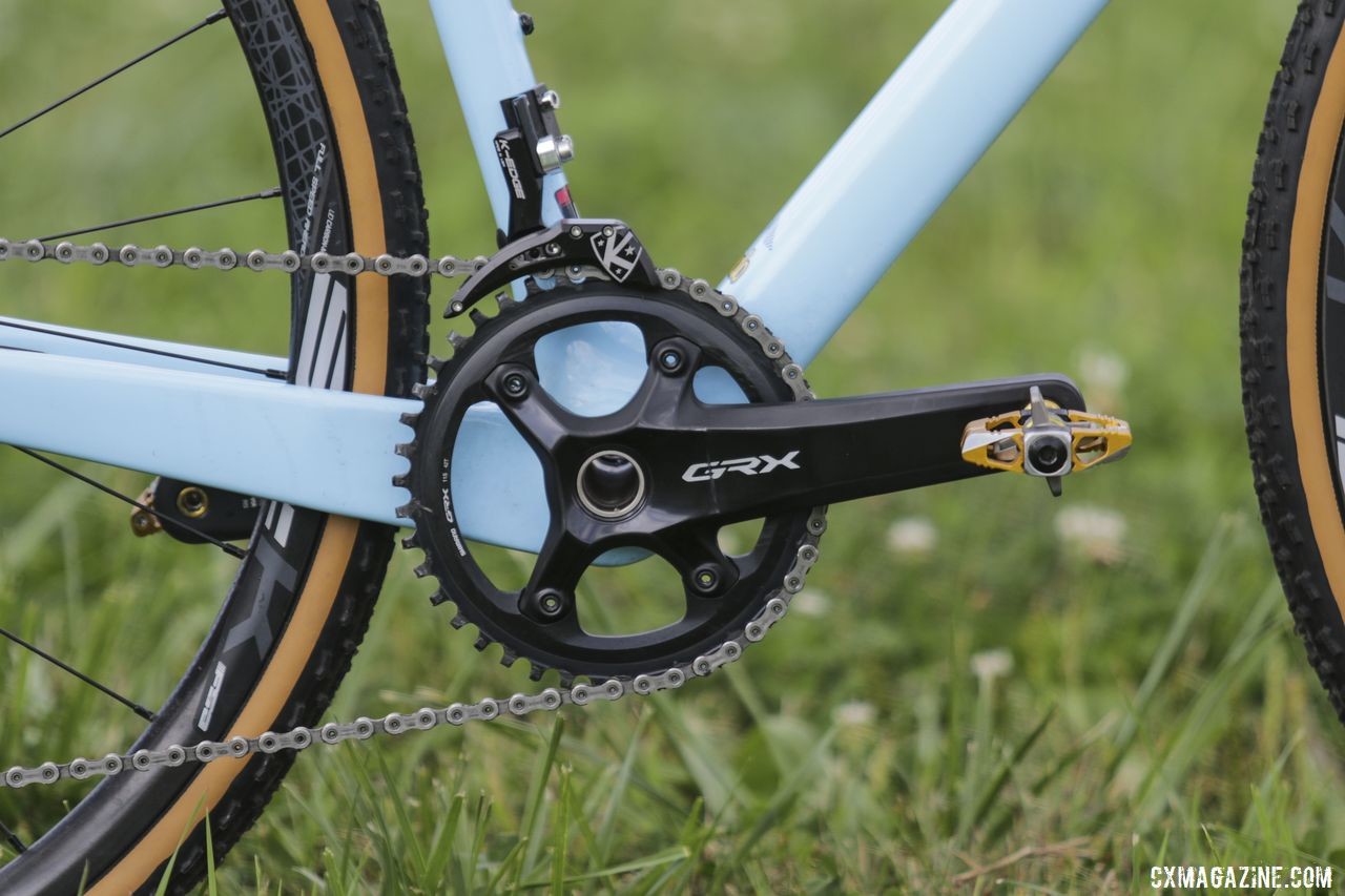 Hecht ran a Shimano GRX RX810-1 crankset with a 42t chain ring. Gage Hecht's 2019 Donnelly C//C Cyclocross Bike. © Z. Schuster / Cyclocross Magazine