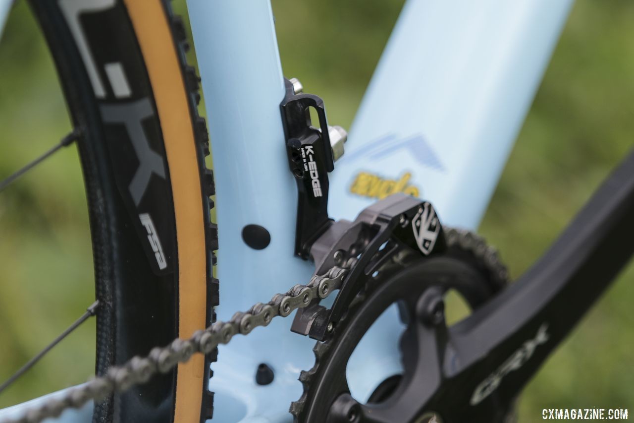 A K-Edge Single Ring CX Chain Guide helps keep Hecht's chain in line. Gage Hecht's 2019 Donnelly C//C Cyclocross Bike. © Z. Schuster / Cyclocross Magazine