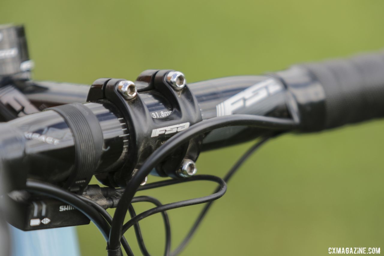 FSA helped supply Hecht's cockpit, including his SL-K handlebar. Gage Hecht's 2019 Donnelly C//C Cyclocross Bike. © Z. Schuster / Cyclocross Magazine