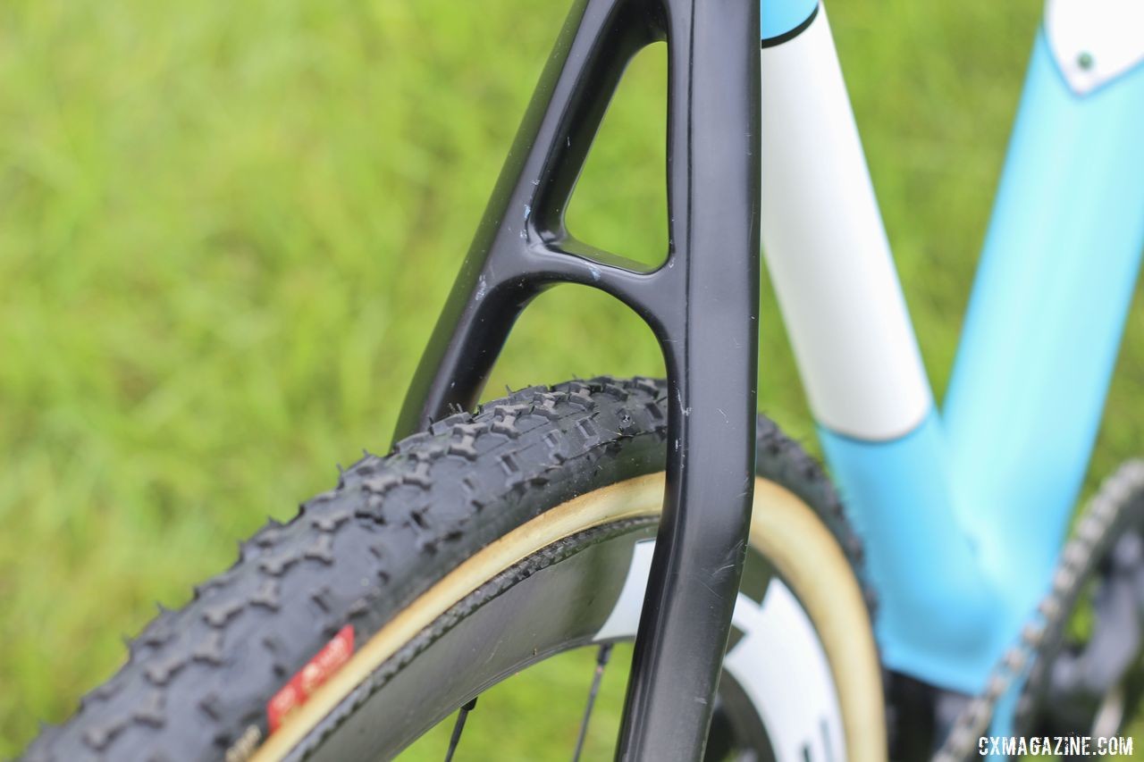 The Full Tilt Boogie has clearance for tires up to 40mm wide, making it an option for gravel. Sunny Gilbert's 2019/20 Van Dessel Full Tilt Boogie. © Z. Schuster / Cyclocross Magazine