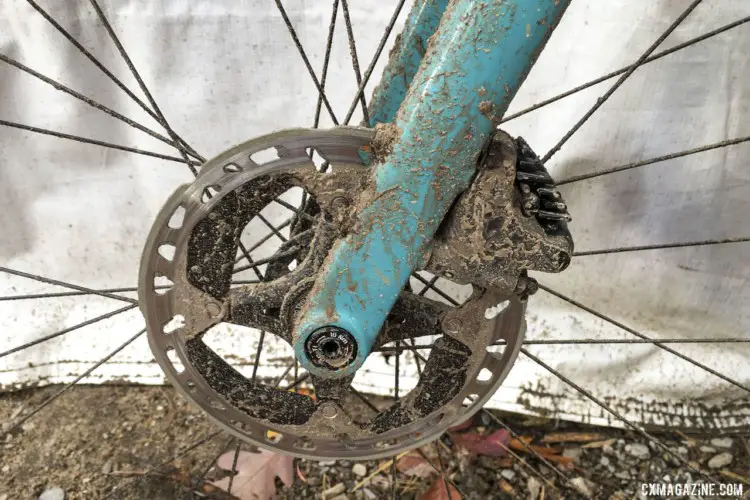 Kabush ran Shimano GRX RX810 calipers with 160mm SM-RT900 rotors. Geoff Kabush's 2019 Iceman Cometh OPEN WI.DE. © B. Grant / Cyclocross Magazine