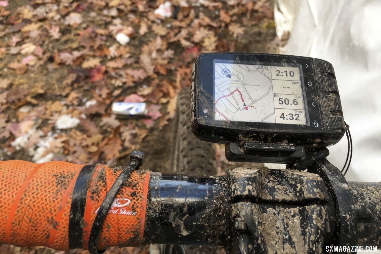 Kabush used a Stages Dash computer to stay on course and track his ride. Geoff Kabush's 2019 Iceman Cometh OPEN WI.DE. © B. Grant / Cyclocross Magazine