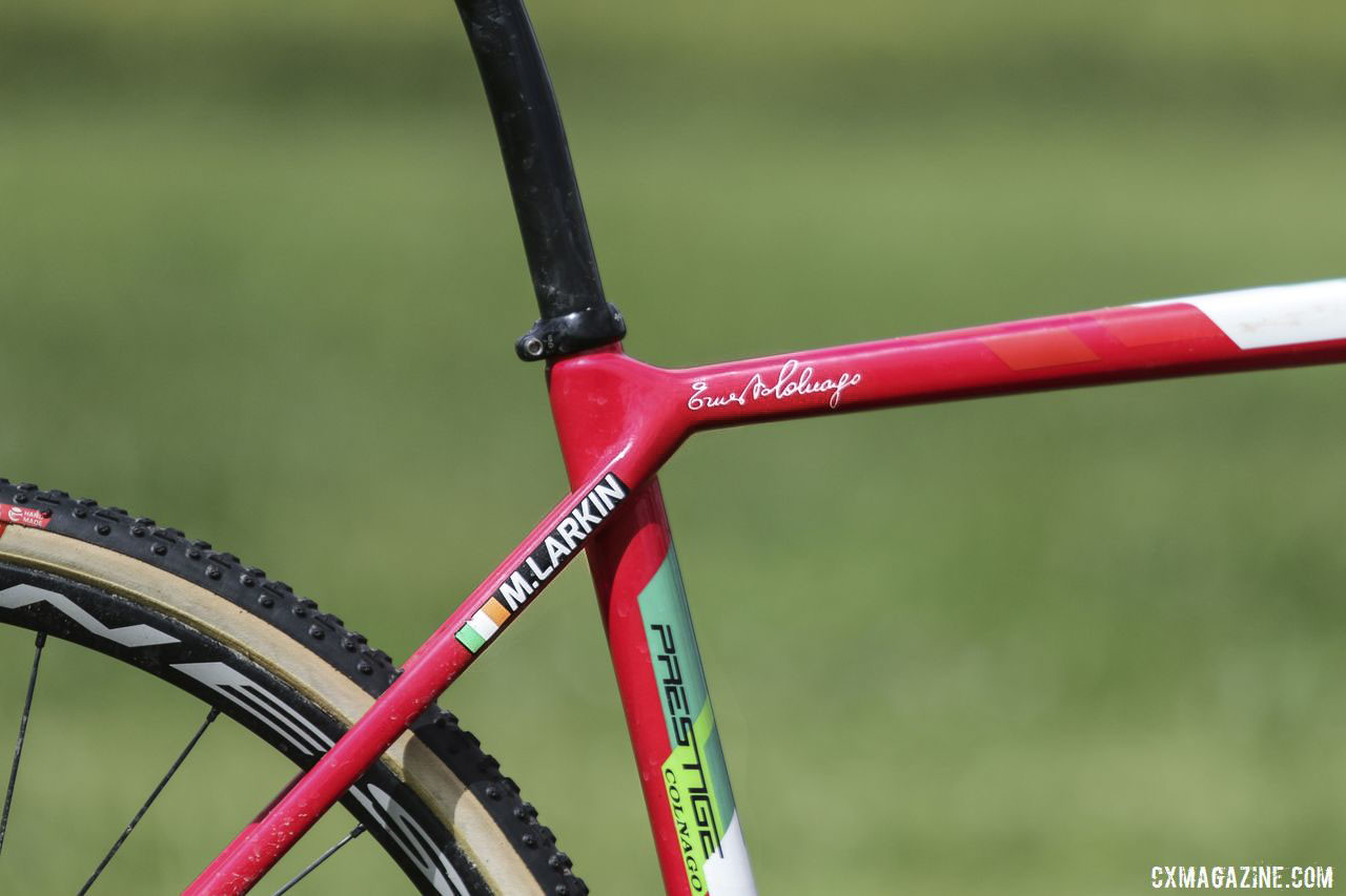 Ernesto Colnago's signature graces the Prestige frame. Maria Larkin's Colnago Prestige Cyclocross Bike. © D. Mable / Cyclocross Magazine
