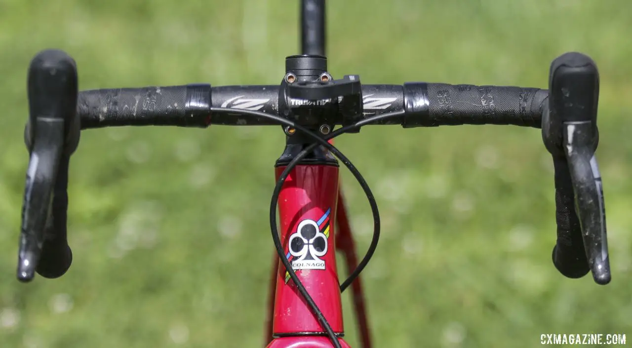 Larkin ran a Zipp Service Course SL-80 handlebar. Maria Larkin's Colnago Prestige Cyclocross Bike. © D. Mable / Cyclocross Magazine