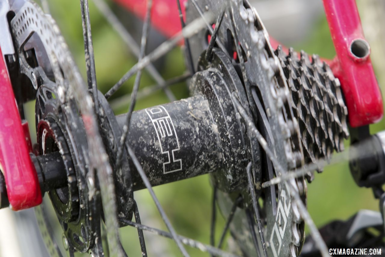 Larking's HED. Ardennes SL tubulars come with HED. hubs. Maria Larkin's Colnago Prestige Cyclocross Bike. © D. Mable / Cyclocross Magazine