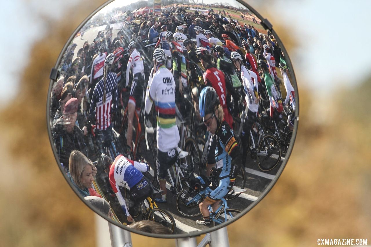 Sanne Cant stood tall at the start line. 2019 World Cup Tabor, Czech Republic. © B. Hazen / Cyclocross Magazine