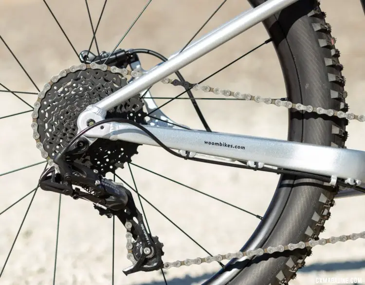 The Woom Off 5 24" bike features a SRAM X5 rear derailleur. We'd love to see a clutch but the X5 keeps cost and shifting effort lower. © A. Yee / Cyclocross Magazine