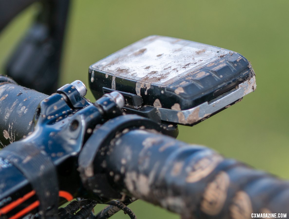 Honsinger recorded her ride and data on a Stages Dash computer mounted out front. Clara Honsinger's Elite Women's winning Kona Major Jake cyclocross bike. 2019 USA Cycling Cyclocross National Championships bike profiles, Lakewood, WA. © A. Yee / Cyclocross Magazine