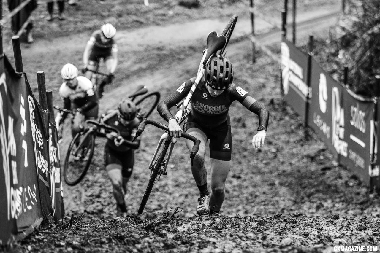 Emily Cameron made the trip from Georgia for her tenth cyclocross race ever. It seems to have been worth the trip. Collegiate Club Women. 2019 Cyclocross National Championships, Lakewood, WA. © D. Mable / Cyclocross Magazine