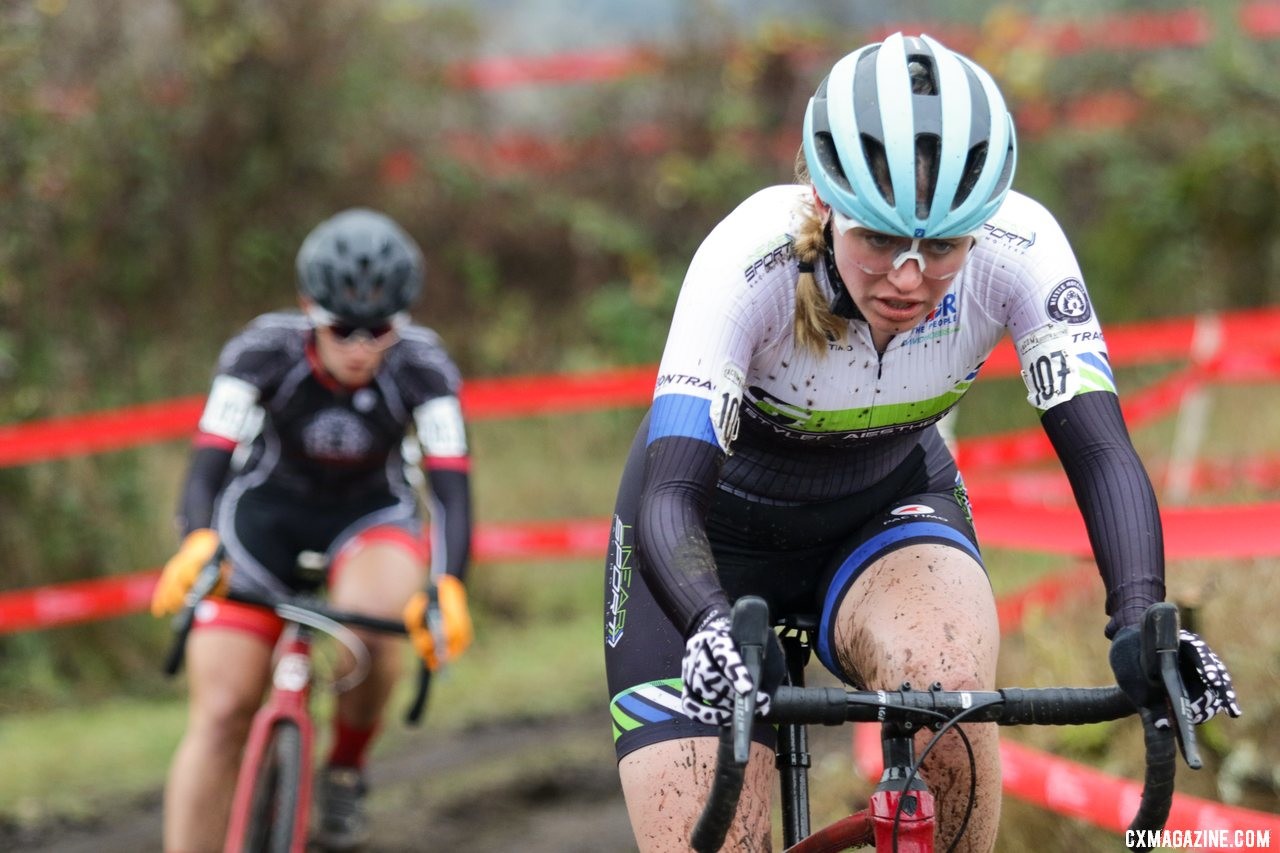 Katja Freeburn was second early on. U23 Women. 2019 Cyclocross National Championships, Lakewood, WA. © D. Mable / Cyclocross Magazine