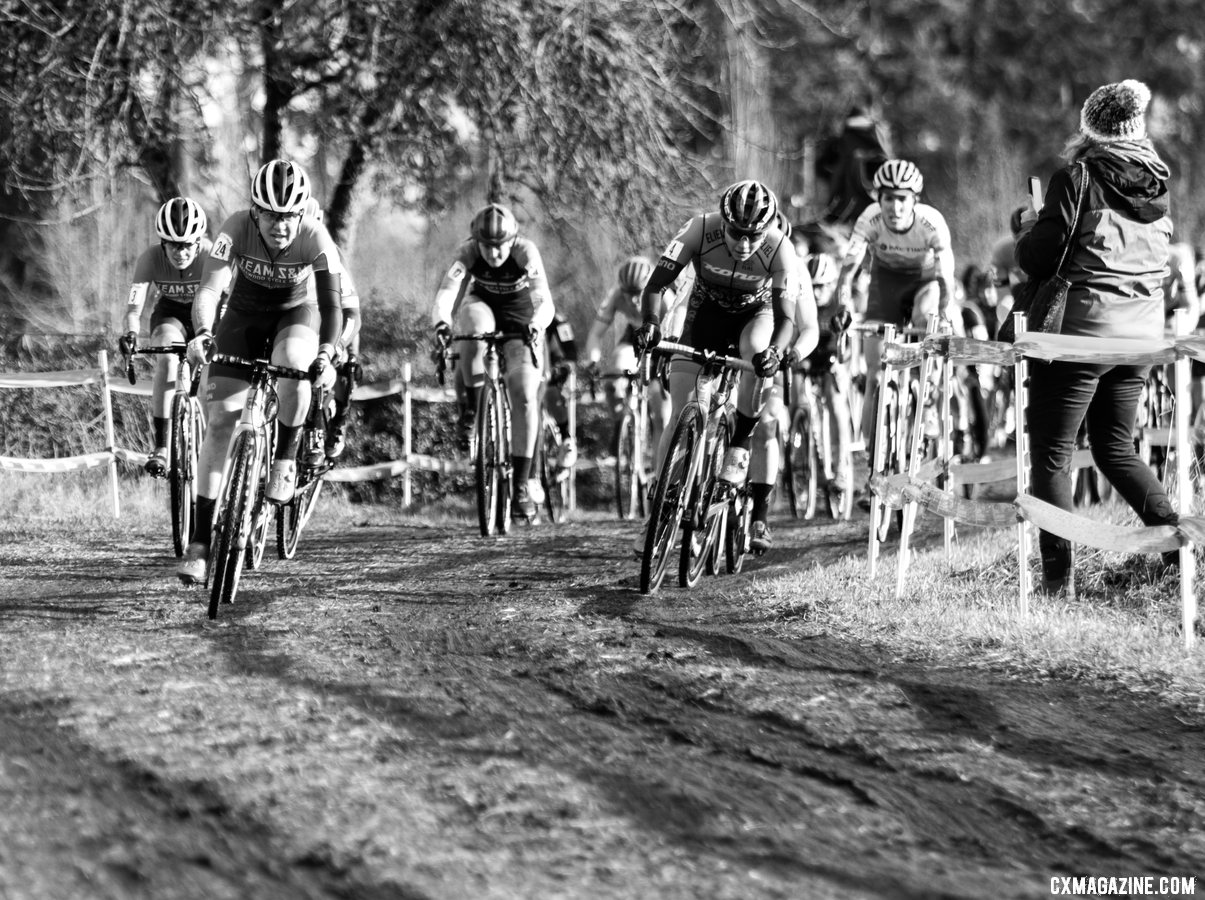 Rebecca Fahringer got off to a fast start in the Elite Women's race. Elite Women. 2019 Cyclocross National Championships, Lakewood, WA. © D. Mable / Cyclocross Magazine