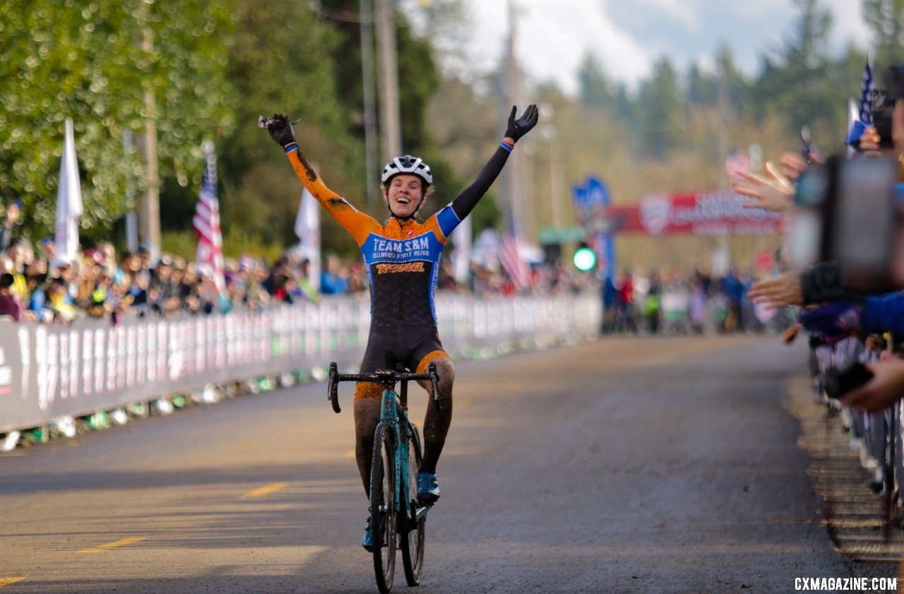 Honsinger made cyclocross history on Sunday. Elite Women. 2019 Cyclocross National Championships, Lakewood, WA. © D. Mable / Cyclocross Magazine