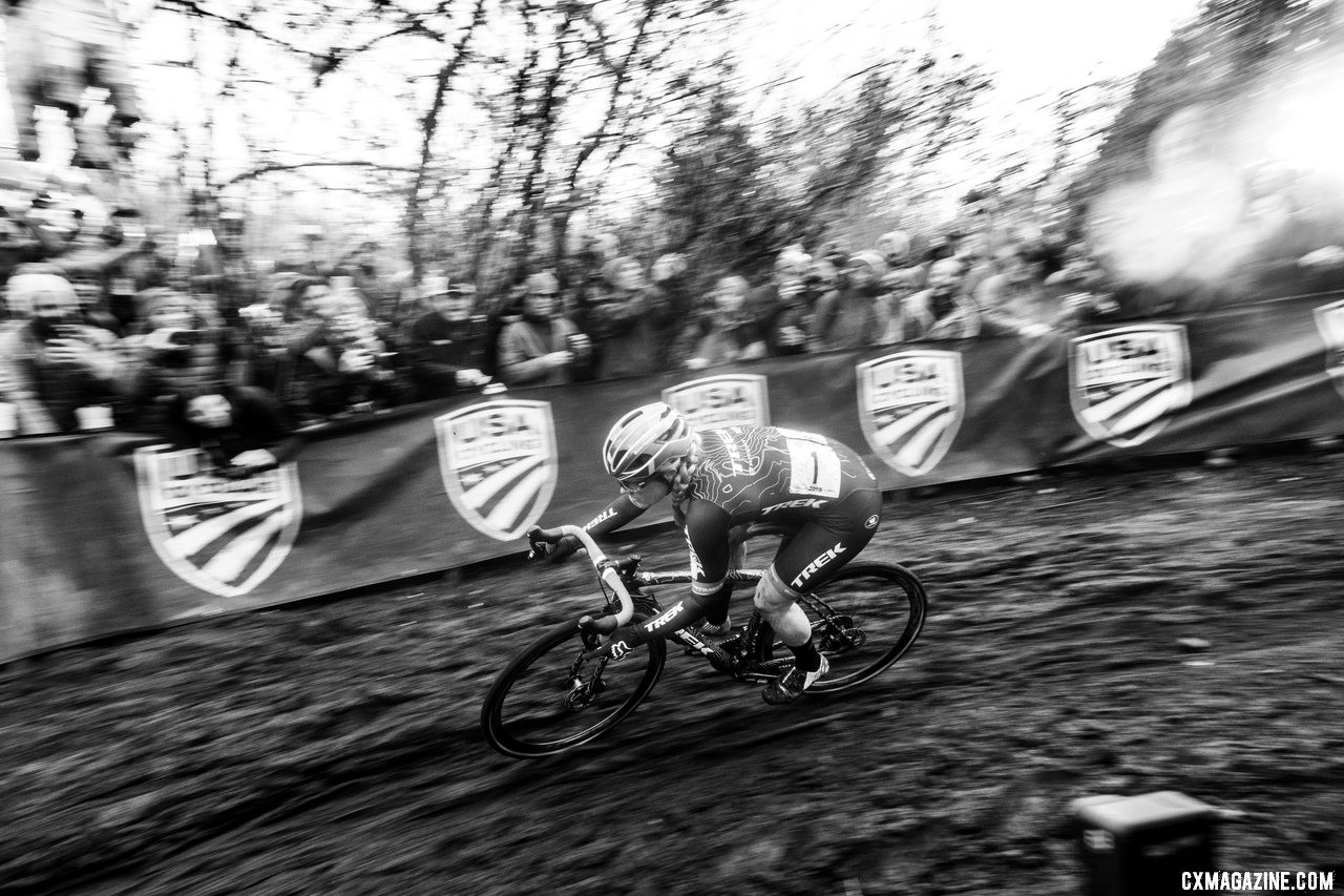 Katie Compton was strong on the descents on Sunday. Elite Women. 2019 Cyclocross National Championships, Lakewood, WA. © A. Yee / Cyclocross Magazine