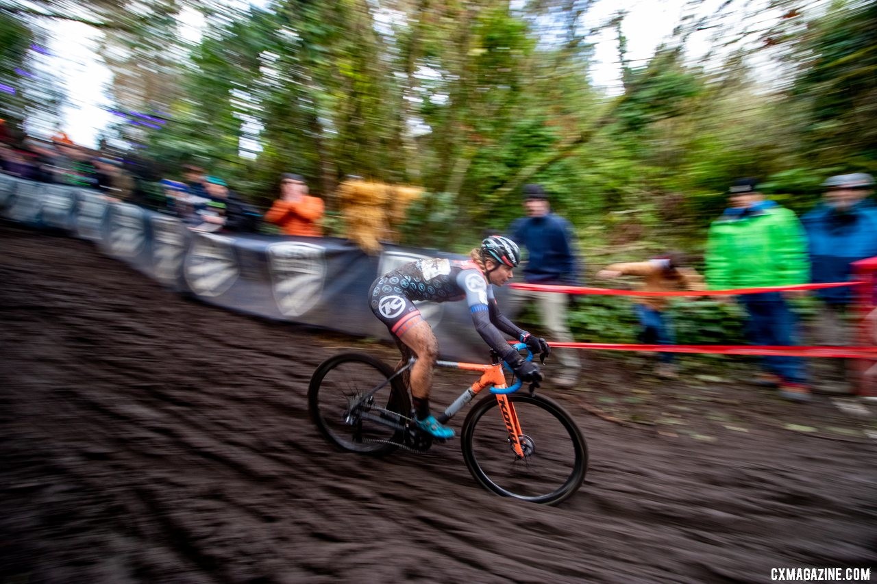 Fahringer capped her domestic season with a second-place finish in Lakewood. Elite Women. 2019 Cyclocross National Championships, Lakewood, WA. © A. Yee / Cyclocross Magazine