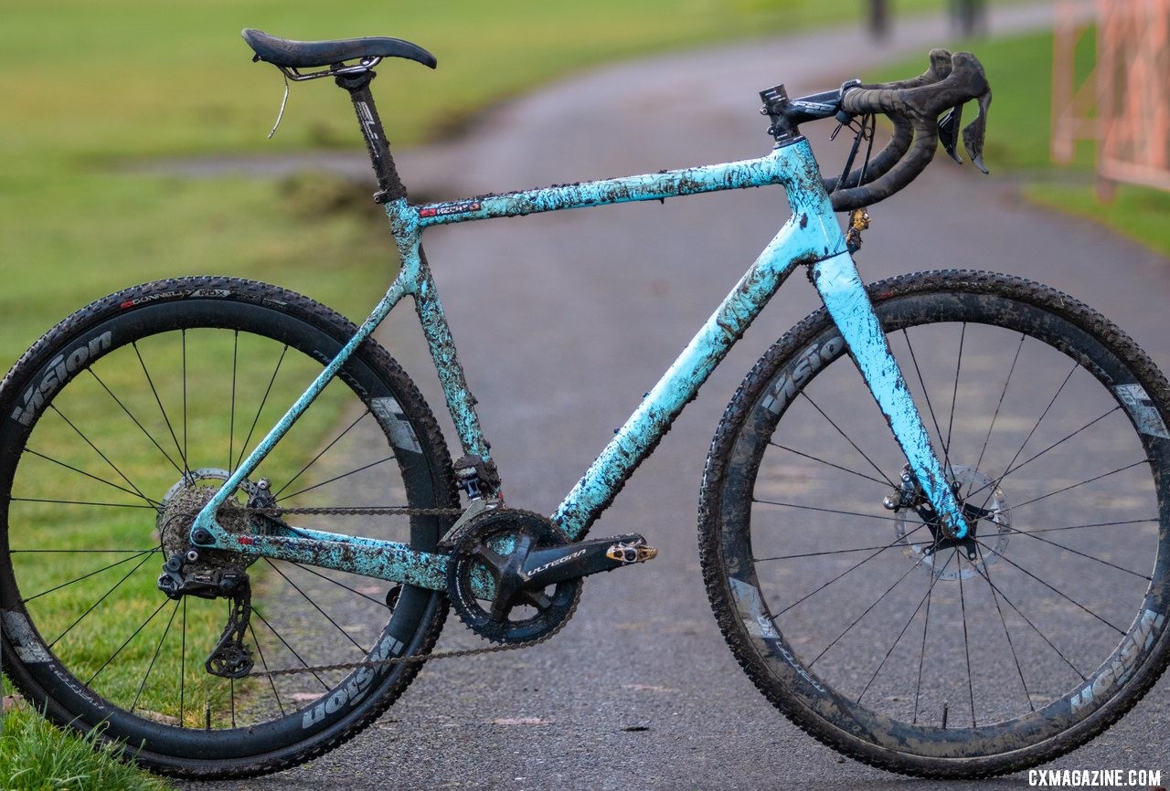 Gage Hecht's Elite Men's winning Donnelly C//C cyclocross bike. He had matching A and B bikes but didn't pit. His C bike had a 1x GRX drivetrain. 2019 USA Cycling Cyclocross National Championships bike profiles, Lakewood, WA. © A. Yee / Cyclocross Magazine