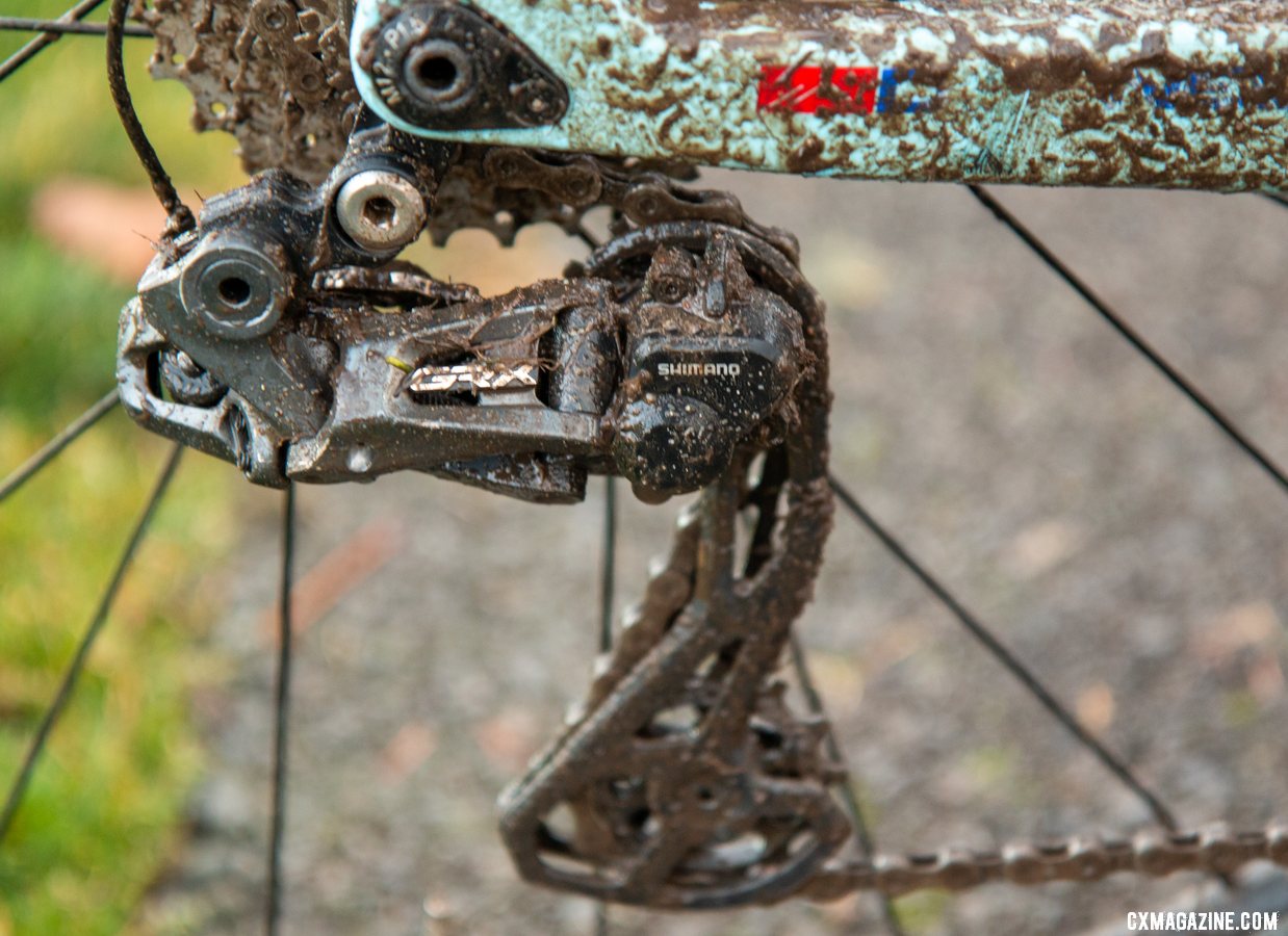 Hecht ran GRX where possible. In the back, he had the RX815 Di2 rear derailleur. Gage Hecht's Elite Men's winning Donnelly C//C cyclocross bike. 2019 USA Cycling Cyclocross National Championships bike profiles, Lakewood, WA. © A. Yee / Cyclocross Magazine