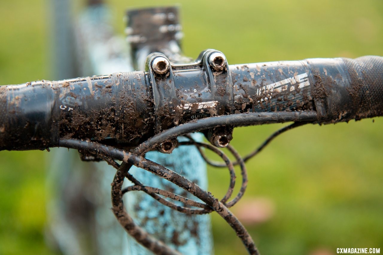 Hecht's bar was a carbon FSA SL-K Compact. Gage Hecht's Elite Men's winning Donnelly C//C cyclocross bike. 2019 USA Cycling Cyclocross National Championships bike profiles, Lakewood, WA. © A. Yee / Cyclocross Magazine