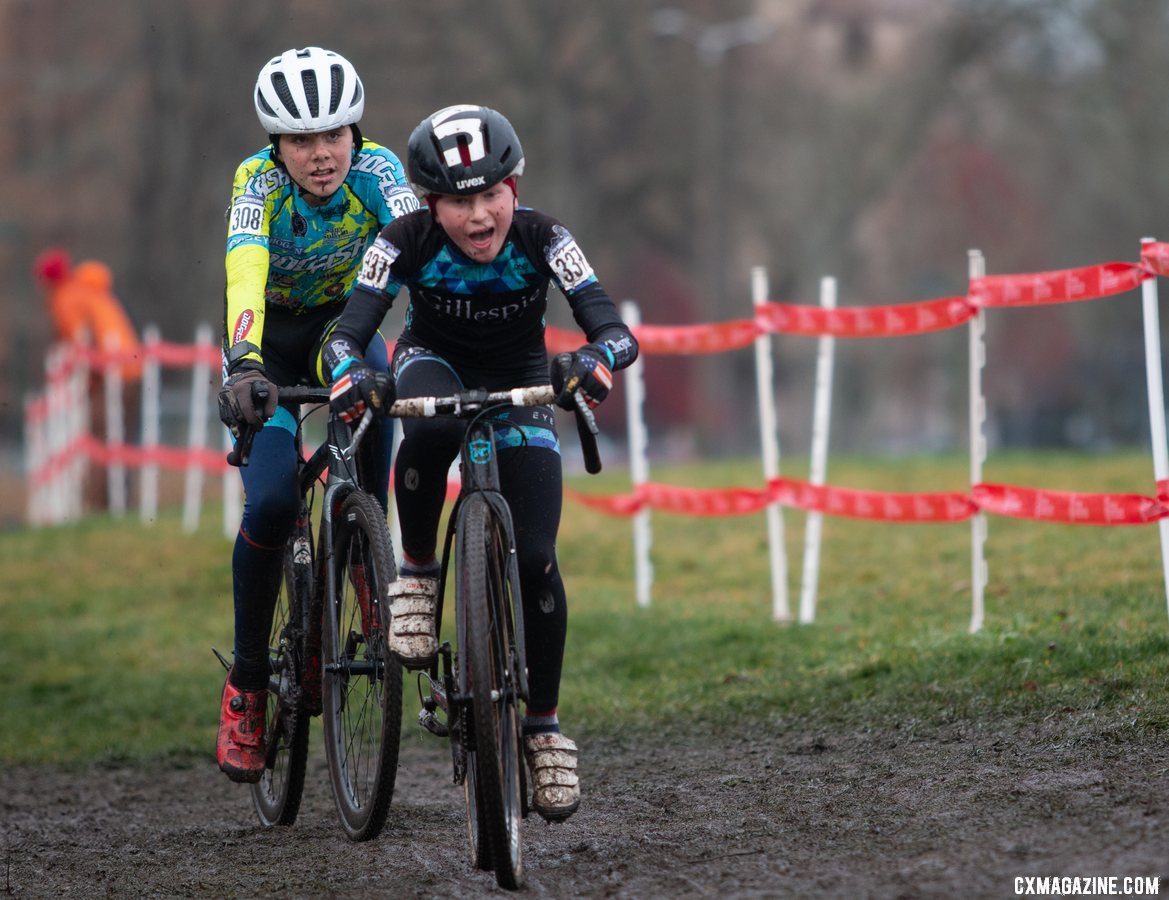 Reid and Child battled at the front. Junior Men 11-12. 2019 Cyclocross National Championships, Lakewood, WA. © A. Yee / Cyclocross Magazine