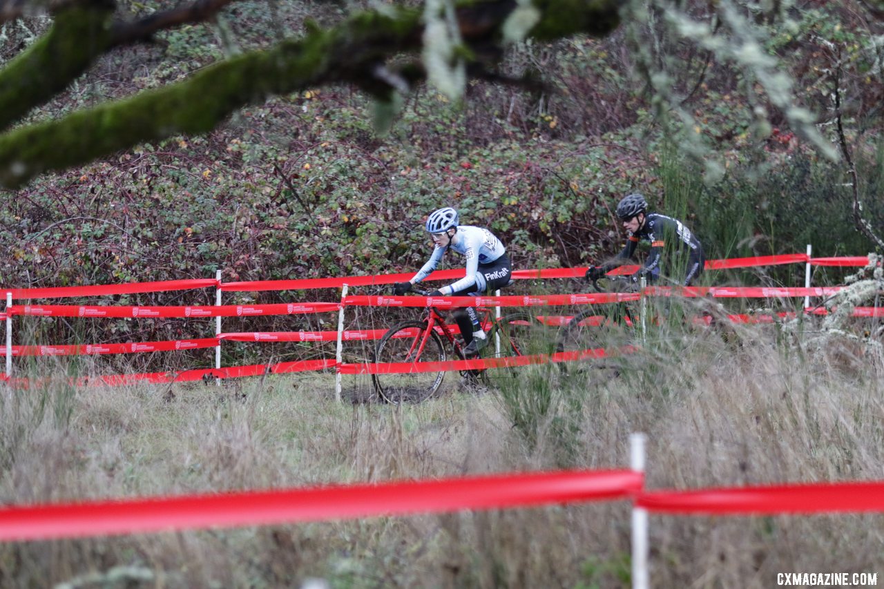 Frank Oreilly Jr Leads Jack Spranger As They Enter The Old Apple Orchard Area Of The Course Junior Men 15 16 2019 Cyclocross National Championships Lakewood Wa C D Mable Cyclocross Magazine