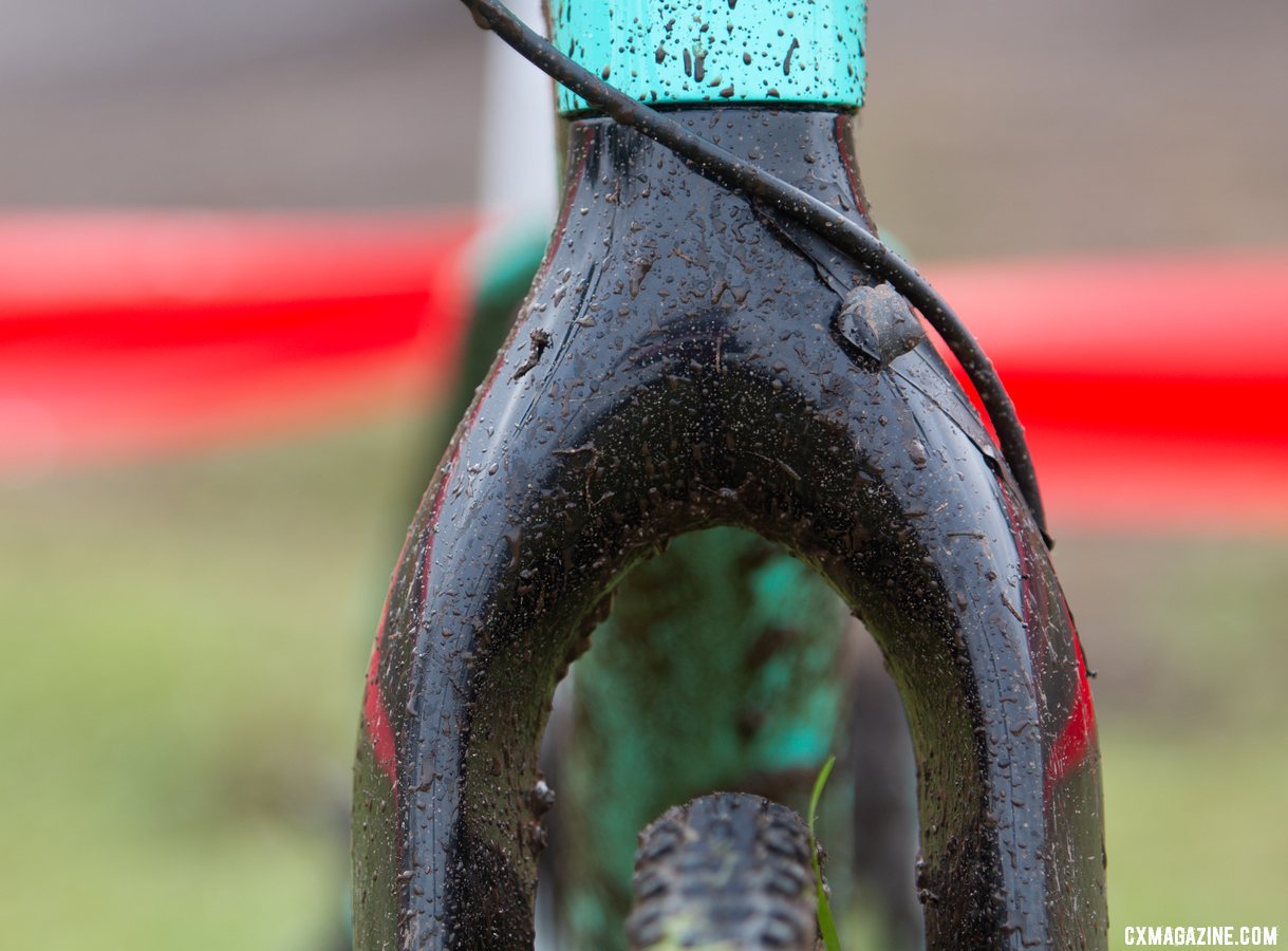 Mullins uses a rigid SP-Cycle fork for cyclocross but substitutes a suspension fork for mountain bike racing. Kira Mullins' Junior Women 11-12 wiining bike. 2019 USA Cycling Cyclocross National Championships bike profiles, Lakewood, WA. © A. Yee / Cyclocross Magazine