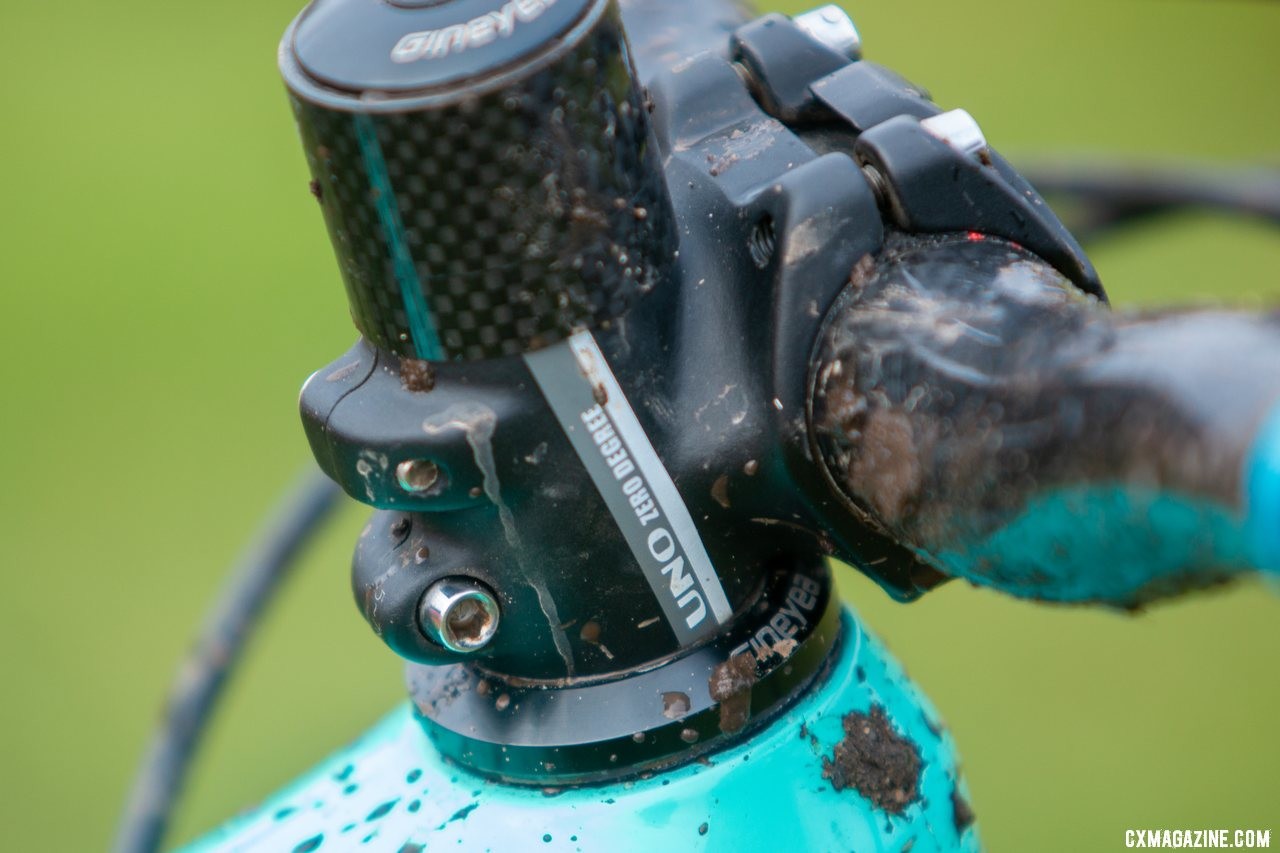 Mullins' Kalloy Uno stem offered little in the way of reach. Kira Mullins' Junior Women 11-12 wiining bike. 2019 USA Cycling Cyclocross National Championships bike profiles, Lakewood, WA. © A. Yee / Cyclocross Magazine