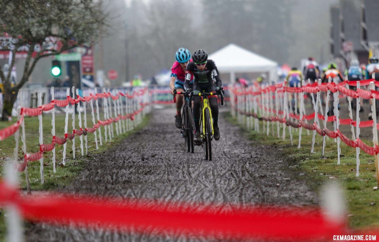 Miles Mattern and Nathan Sabol rode together early in the race. Junior Men 13-14. 2019 Cyclocross National Championships, Lakewood, WA. © D. Mable / Cyclocross Magazine