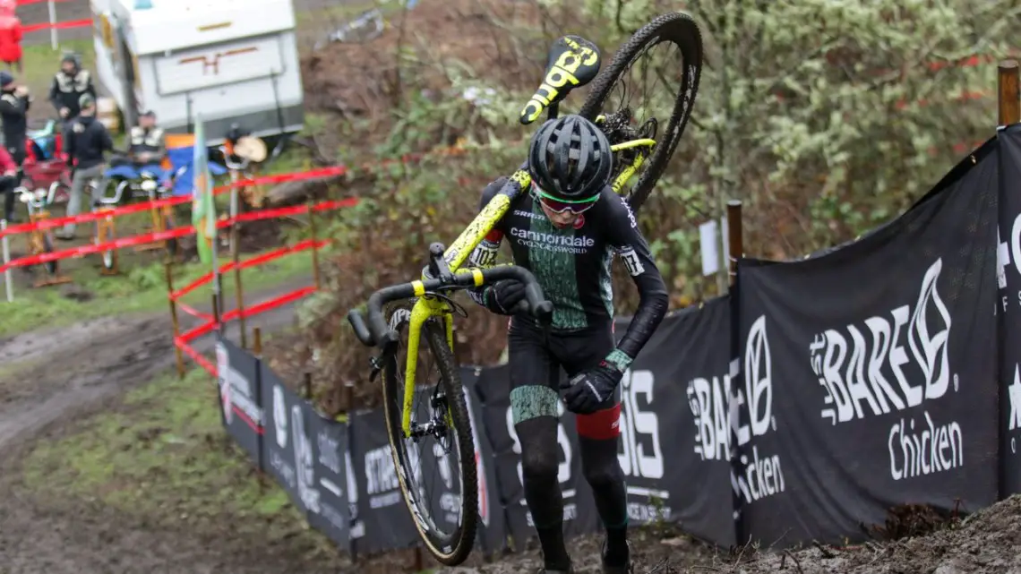 Miles Mattern has a large lead as he makes his way to the top of the penultimate climb. Junior Men 13-14. 2019 Cyclocross National Championships, Lakewood, WA. © D. Mable / Cyclocross Magazine