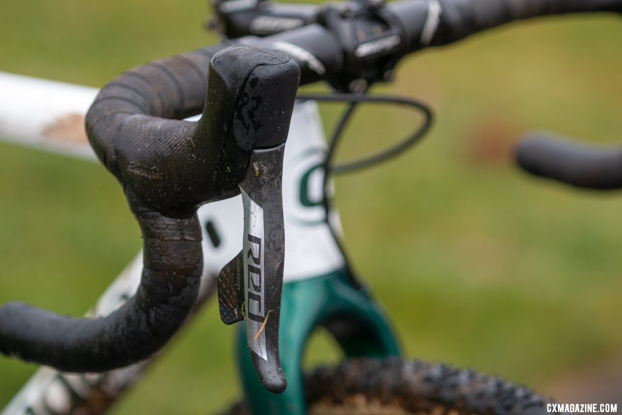 SRAM RED AXS is the first RED level cyclocross focused groupset. Katie Clouse's U23 Women's winning Cannondale Super-X. 2019 Cyclocross National Championships, Lakewood, WA. © A. Yee / Cyclocross Magazine