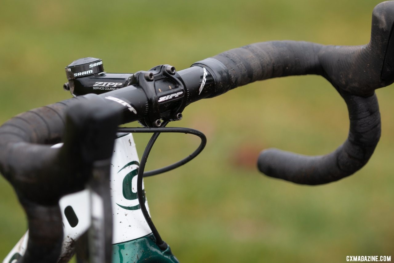 Zipp Service Course SL bar tape has a grippy texture for use in wet and muddy conditions. Katie Clouse's U23 Women's winning Cannondale Super-X. 2019 Cyclocross National Championships, Lakewood, WA. © A. Yee / Cyclocross Magazine