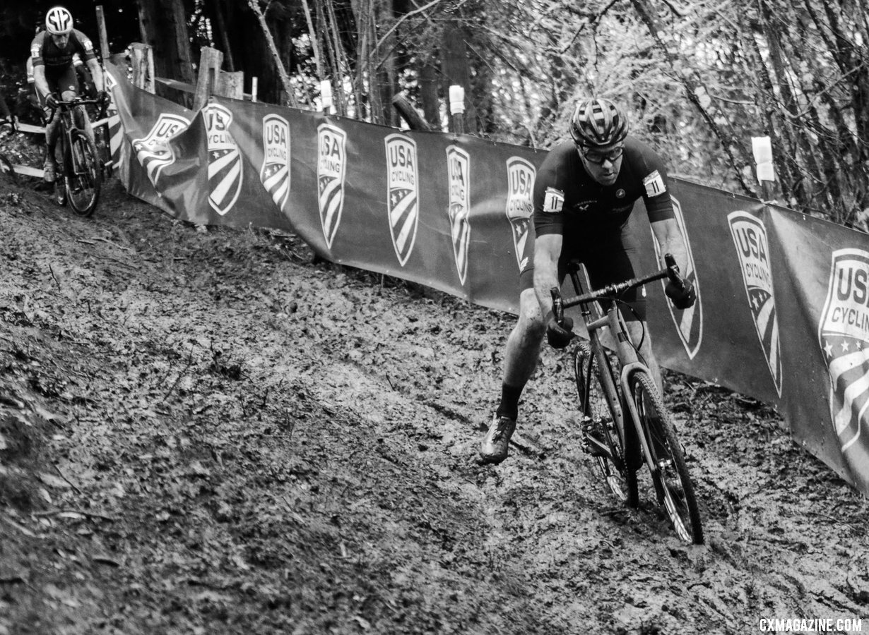 Justin Robinson led the way early in the first lap. Masters Men 45-49. 2019 Cyclocross National Championships, Lakewood, WA. © D. Mable / Cyclocross Magazine