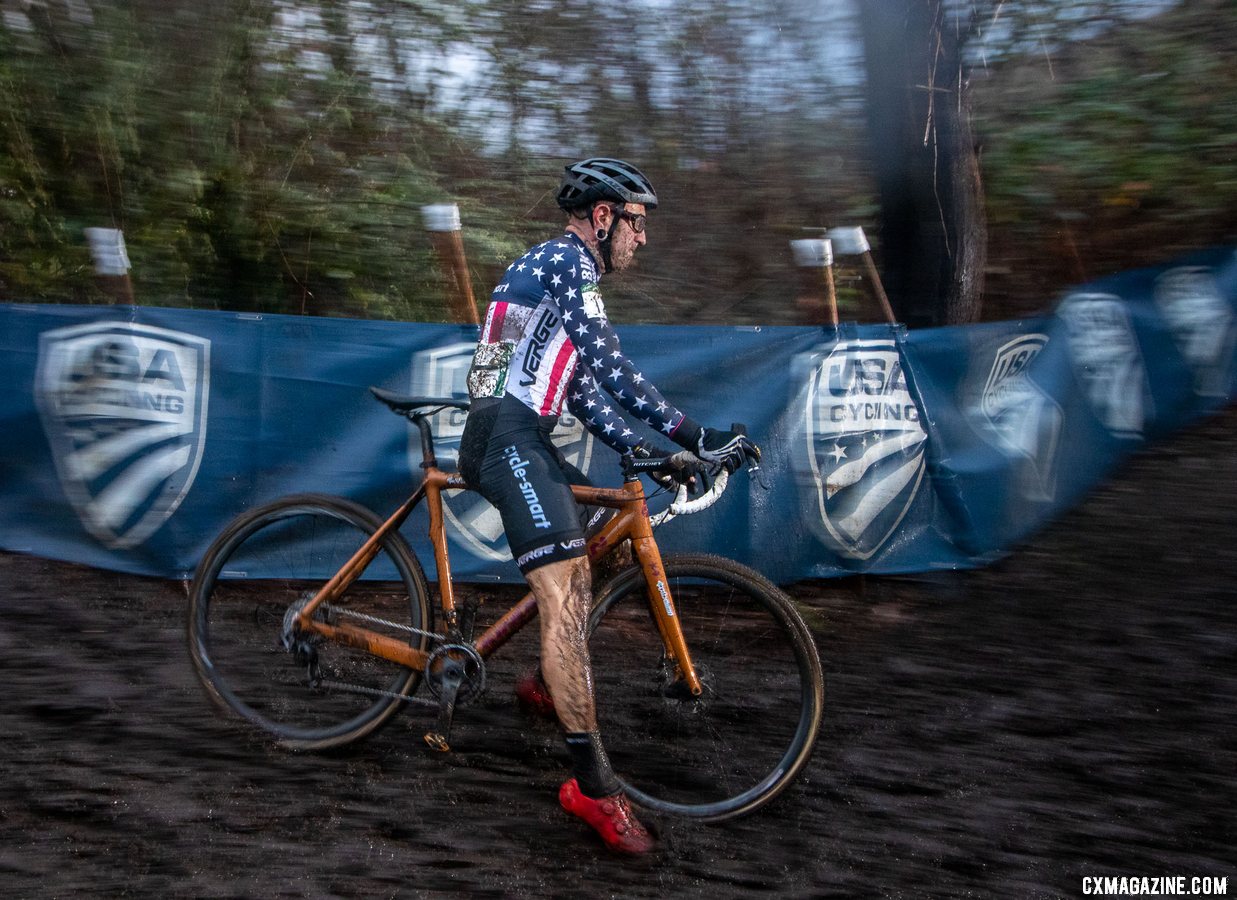 Myerson missed defending his championship jersey but still slid to a top-five finish. Masters Men 45-49. 2019 Cyclocross National Championships, Lakewood, WA. © A. Yee / Cyclocross Magazine