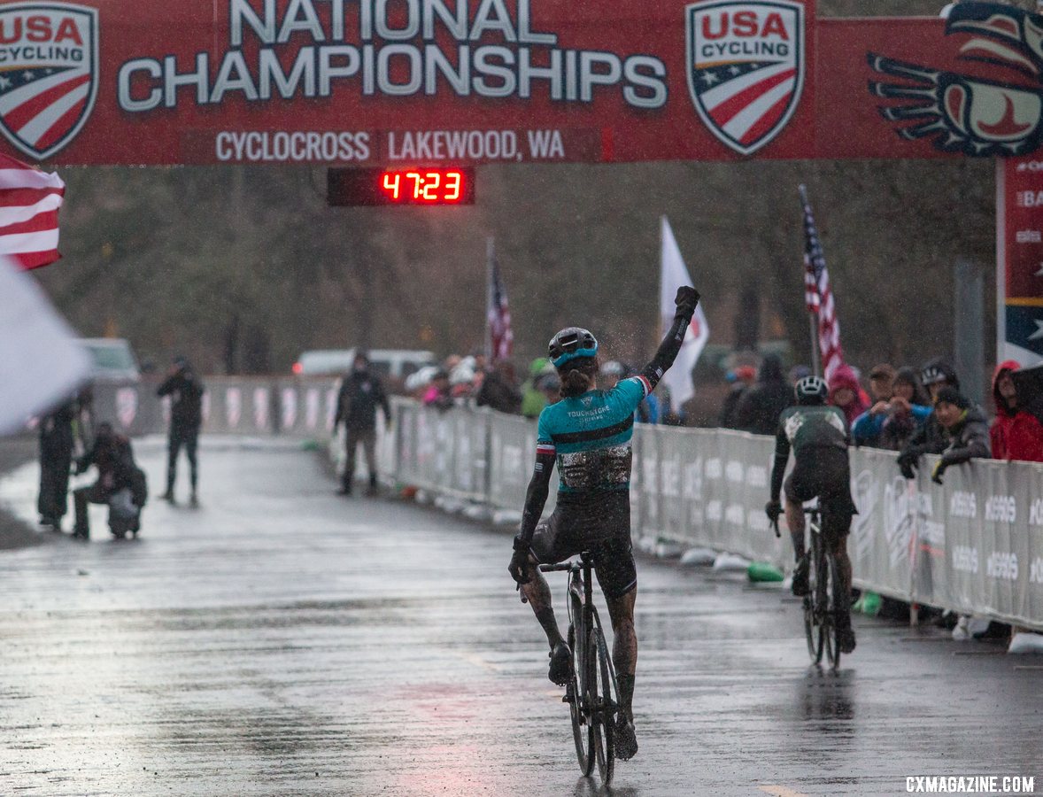 Former Worlds team member Jonathan Baker added a second 2019 USA Cycling National title to go along with his road title. Masters Men 45-49. 2019 Cyclocross National Championships, Lakewood, WA. © A. Yee / Cyclocross Magazine