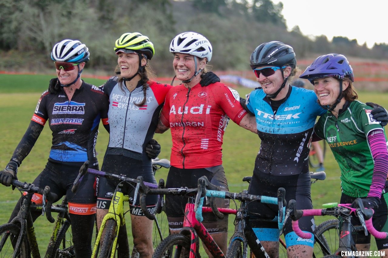 Your Masters Women 35-39 Cyclocross Nationals podium. Masters Women 35-39. 2019 Cyclocross National Championships, Lakewood, WA. © D. Mable / Cyclocross Magazine
