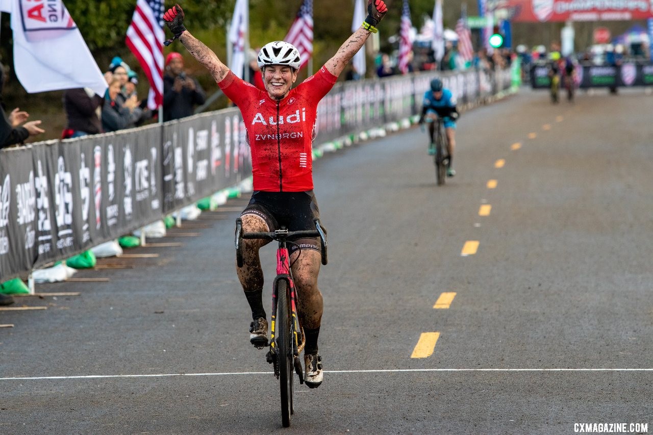 Laura Matsen Ko, your new Masters Women 35-39 National Champion. Masters Women 35-39. 2019 Cyclocross National Championships, Lakewood, WA. © A. Yee / Cyclocross Magazine