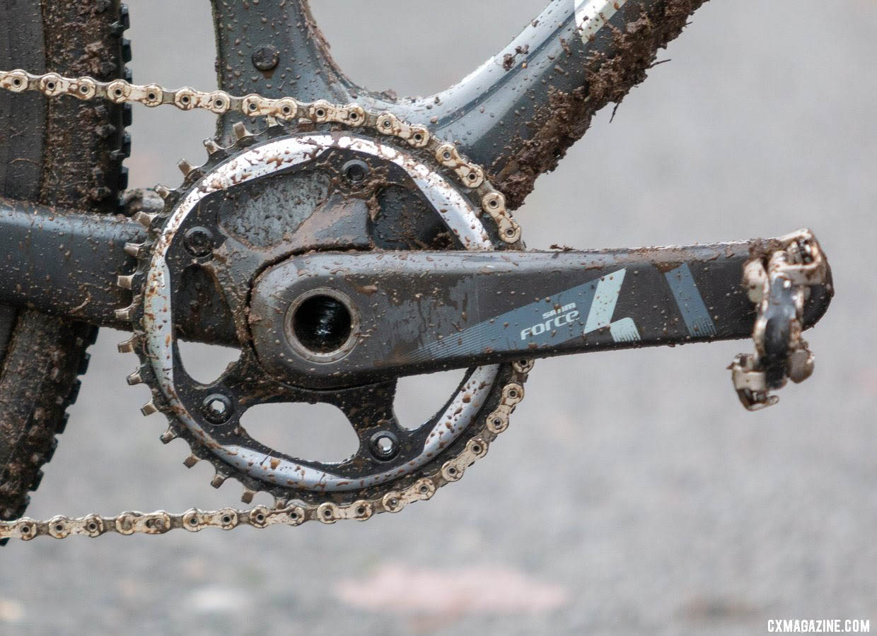 A 38t 1x SRAM Force setup adorns both of Munro's bikes. 2019 Cyclocross National Championships, Lakewood, WA. © A. Yee / Cyclocross Magazine