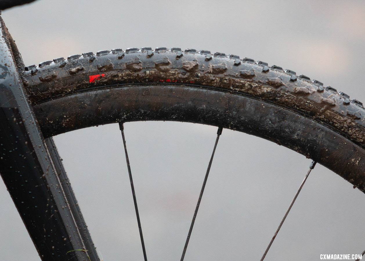 One of the few differences between Munro's primary bike and her pit bike are the wheels. Shown here are the Rovals, while the primary bike gets the newer Cadex wheels, both with Donnelly PDX tubulars. 2019 Cyclocross National Championships, Lakewood, WA. © A. Yee / Cyclocross Magazine