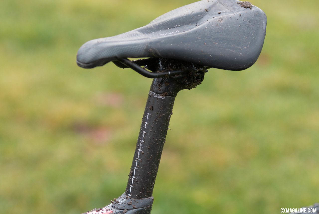 The Specialized Power saddle provides a critical point of comfort on all of Munro's bikes. 2019 Cyclocross National Championships, Lakewood, WA. © A. Yee / Cyclocross Magazine