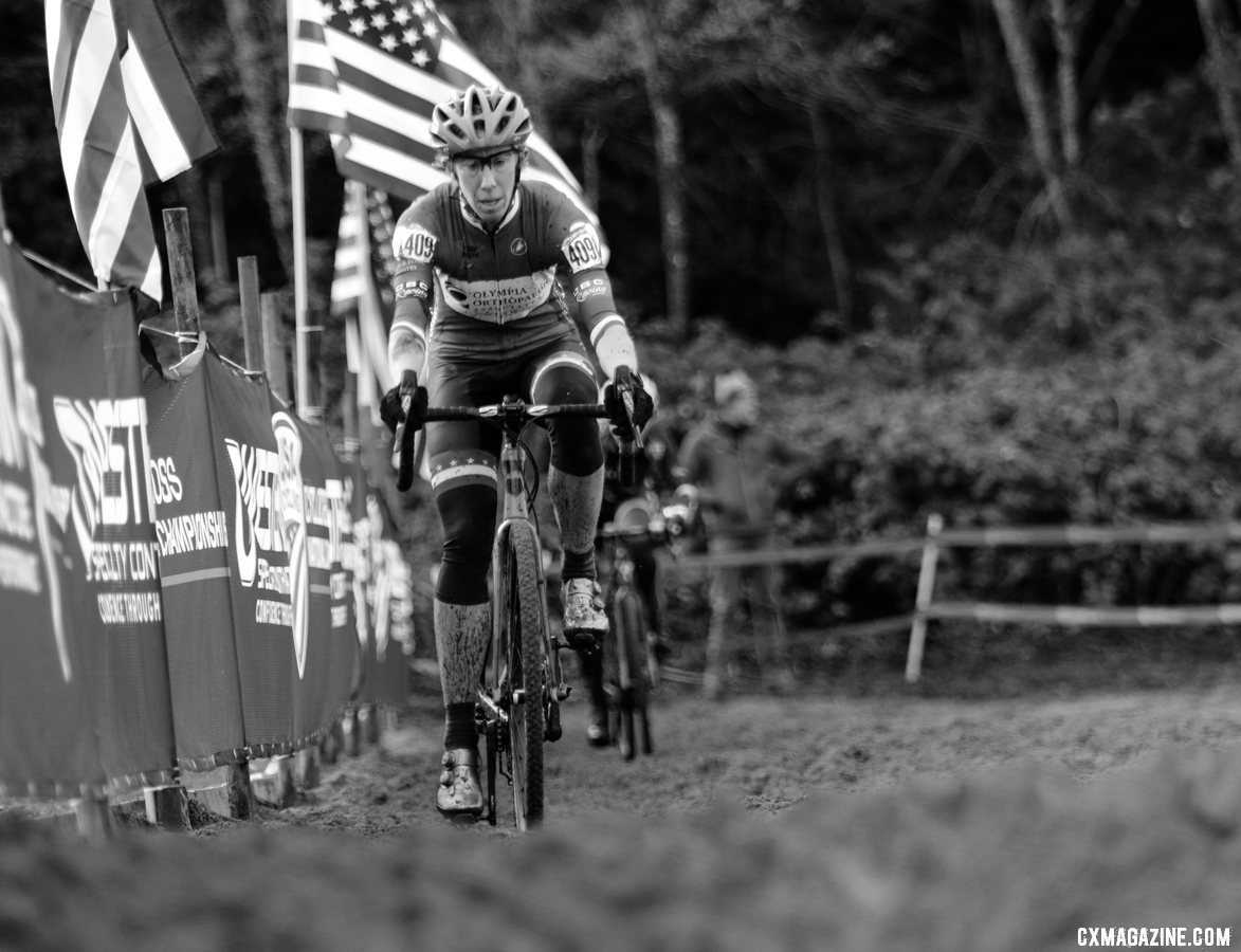 Monica Lloyd works her way though the sand. Masters Women 45-49. 2019 Cyclocross National Championships, Lakewood, WA. © D. Mable / Cyclocross Magazine