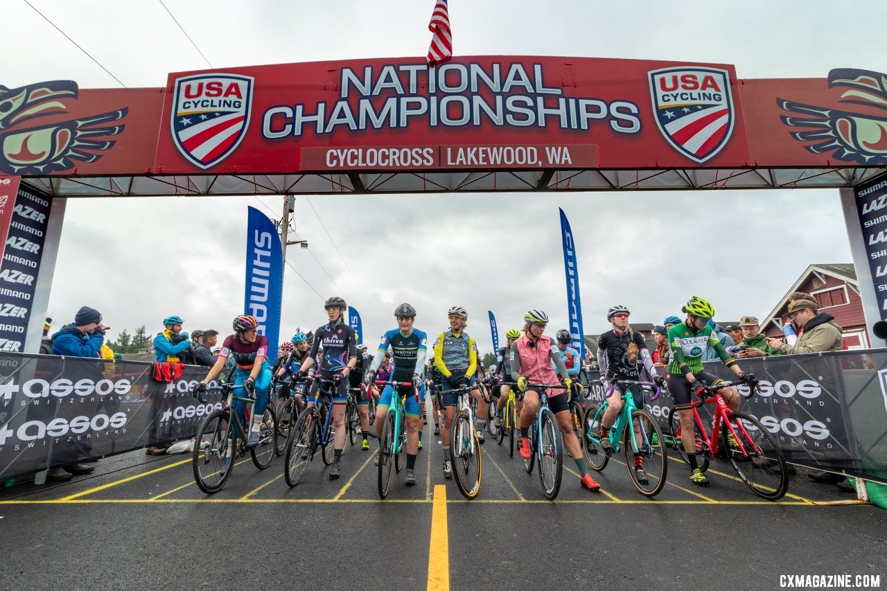 The call ups. Singlespeed Women. 2019 Cyclocross National Championships, Lakewood, WA. © A. Yee / Cyclocross Magazine