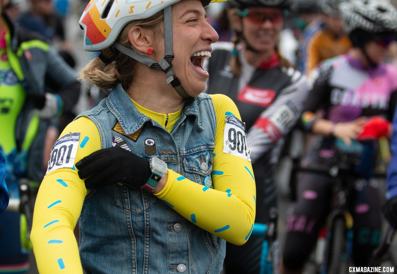 It was all fun and games at the starting line of the Women's Singlespeed race. Singlespeed Women. 2019 Cyclocross National Championships, Lakewood, WA. © A. Yee / Cyclocross Magazine