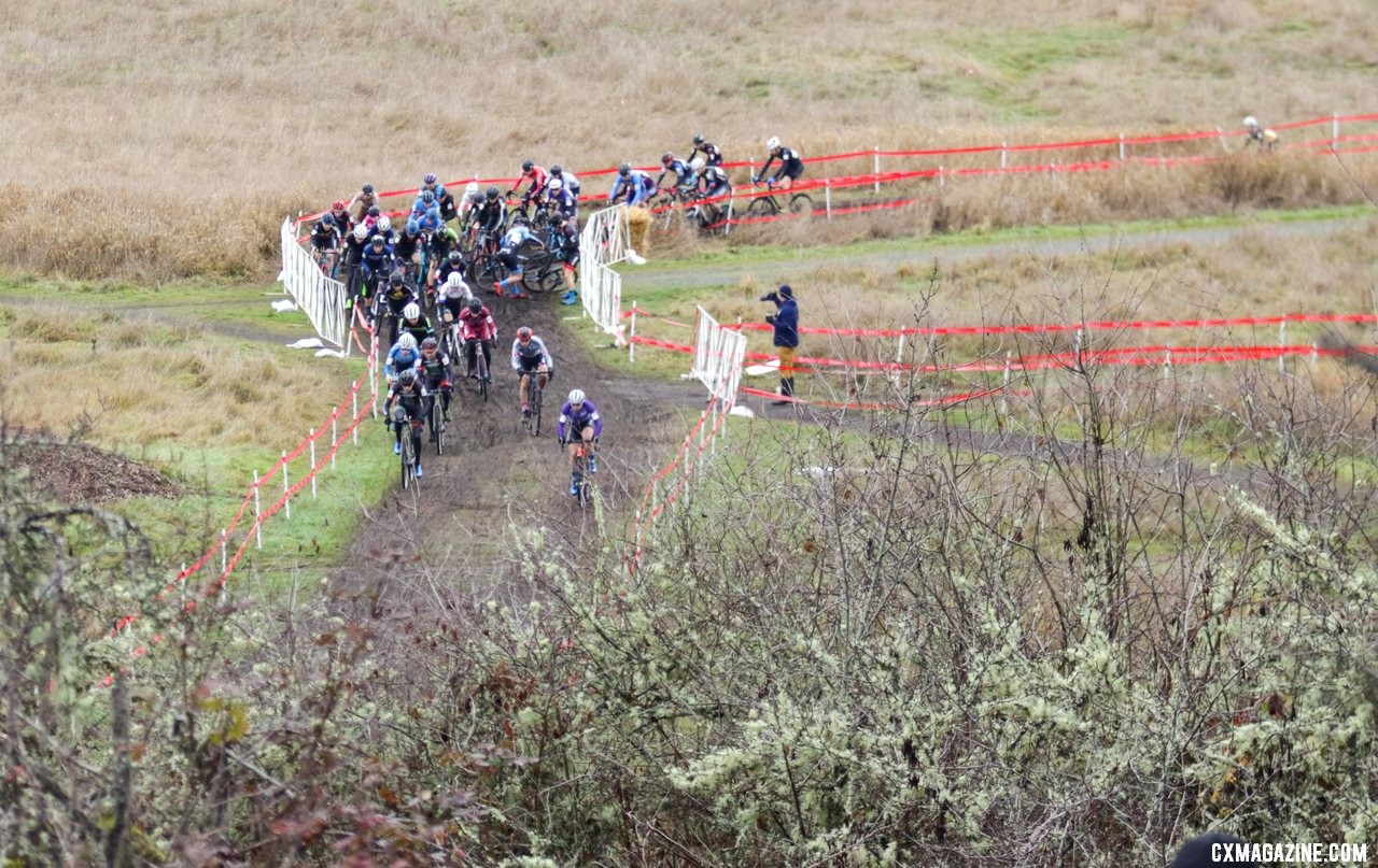 A couple of riders got tangled in the opening moments of the Men's U23 race. U23 Men. 2019 Cyclocross National Championships, Lakewood, WA. © D. Mable / Cyclocross Magazine