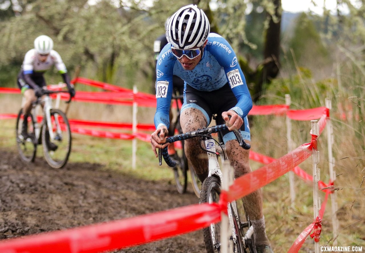 Eric Brunner won the race of 2019 Collegiate Champs and took his second title of the week. U23 Men. 2019 Cyclocross National Championships, Lakewood, WA. © D. Mable / Cyclocross Magazine