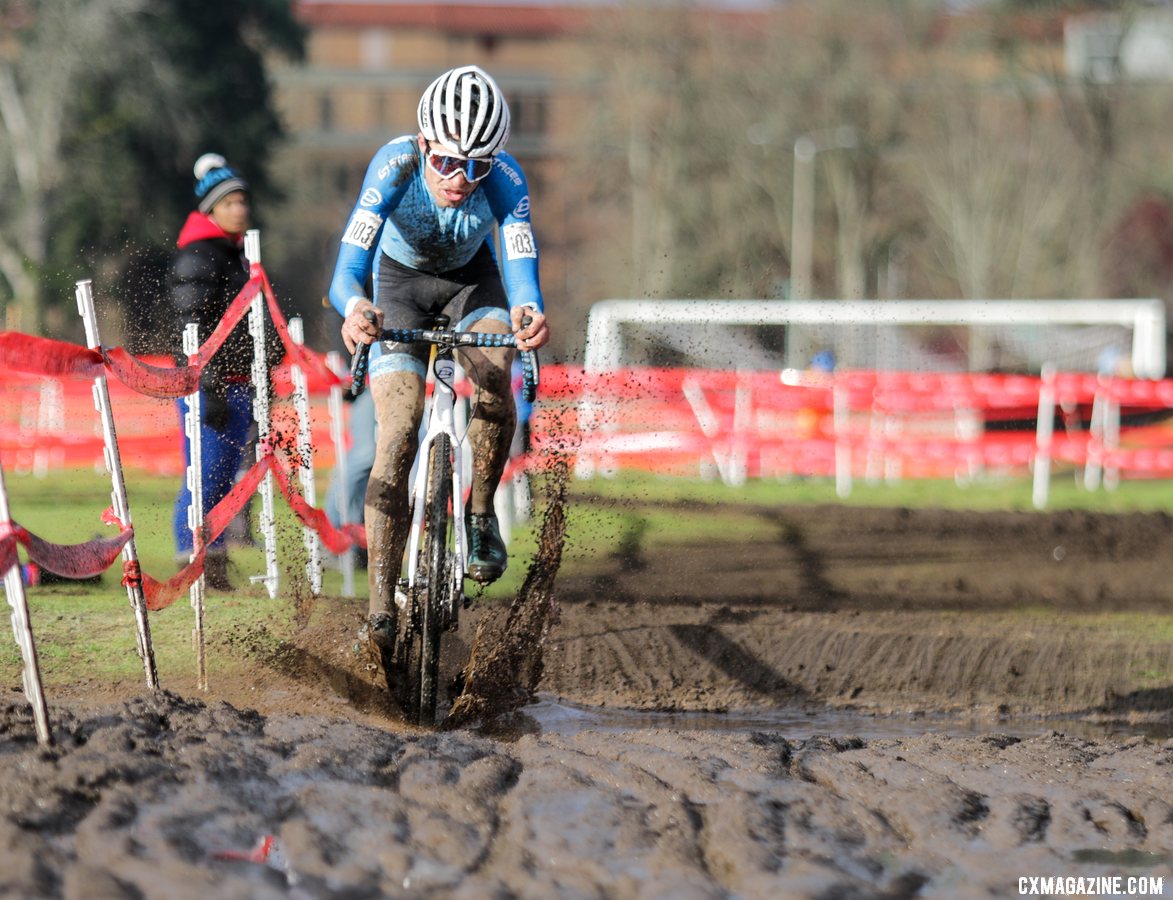 Eric Brunner won the race of 2019 Collegiate Champs and took his second title of the week. U23 Men. 2019 Cyclocross National Championships, Lakewood, WA. © D. Mable / Cyclocross Magazine