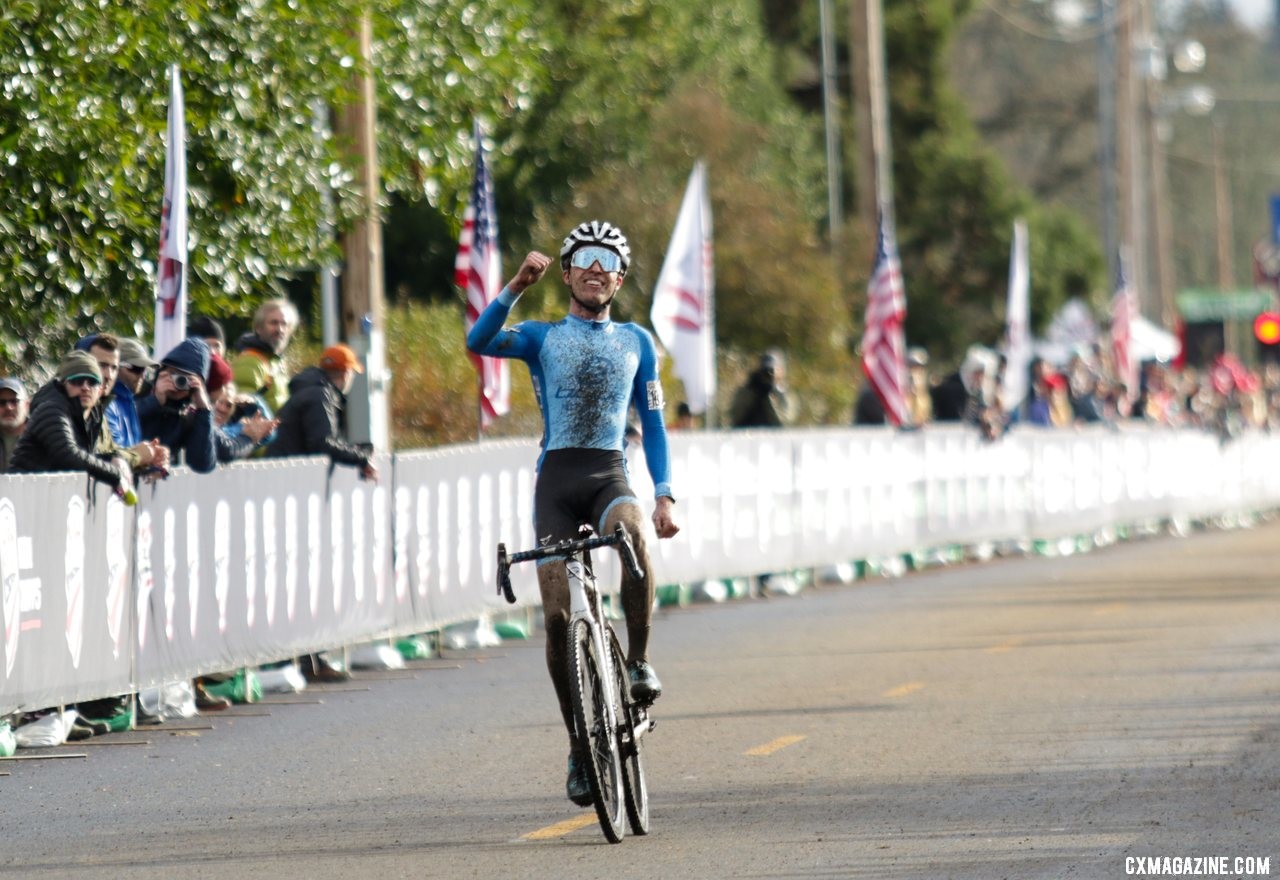 Eric Brunner won the race of 2019 Collegiate Champs and took his second title of the week. U23 Men. 2019 Cyclocross National Championships, Lakewood, WA. © D. Mable / Cyclocross Magazine